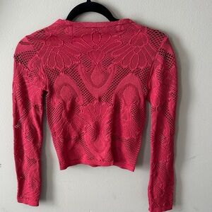 Elegant seamless deep red Lace Women Top